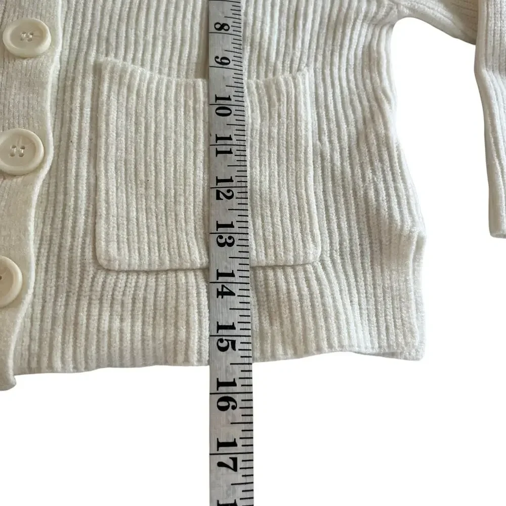Zara Girls Ecru Neutral Rib Knit Cardigan Sweater Size 6-7